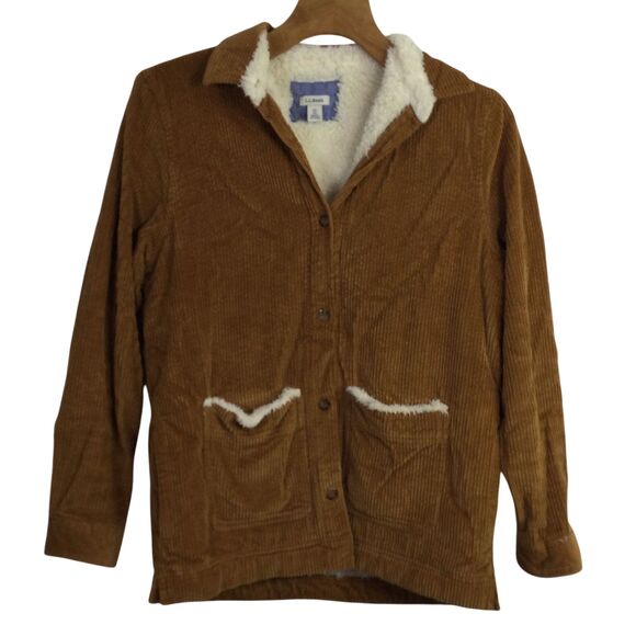 L.L Bean Womens Comfort Corduroy Jacket Long Sleeves Saddle Brown Size XS - Picture 1 of 16